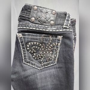 Miss Me Dark Wash Jeans with Silver Embellishments